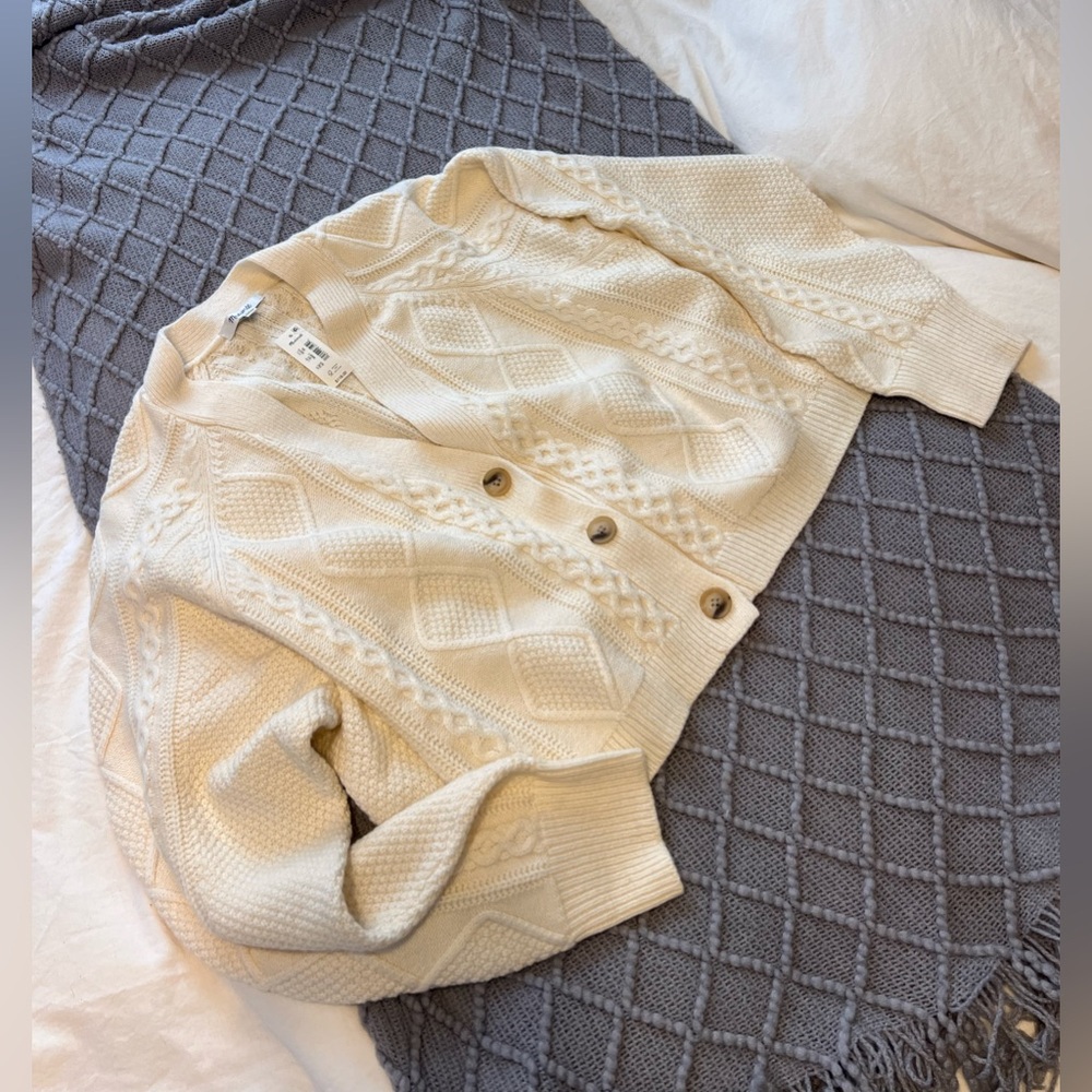 Madewell Women's Cream Cable Knit Cardigan